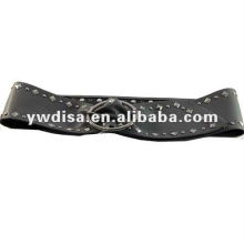 Black Wide PU Plain Belt For Women